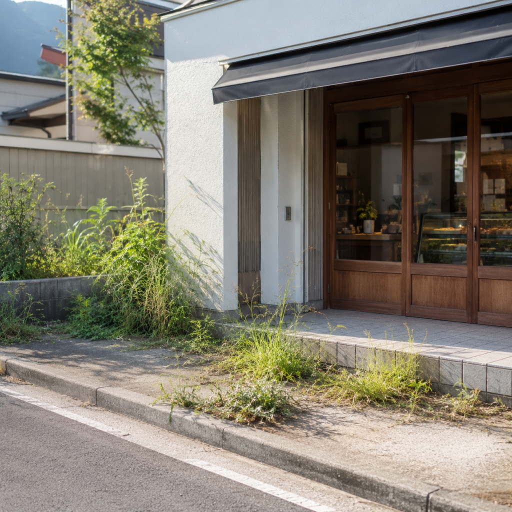 店舗まわりの草刈りイメージ