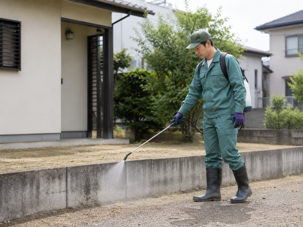 除草剤散布と清掃のイメージ