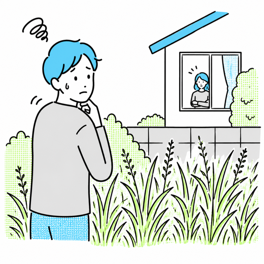近隣からの目が気になるイラスト